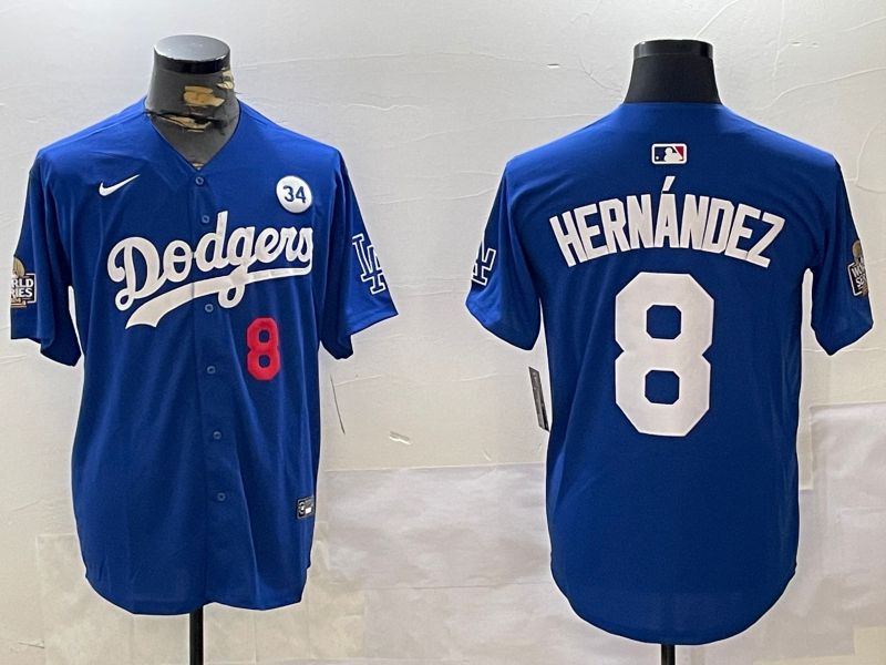 Men Los Angeles Dodgers 8 Hernandez Blue Gold Game 2024 Nike MLB Jersey style 11204